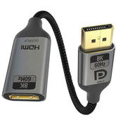 DisplayPort 1.4 to HDMI 2.1 Ultra HD 8K Male to Female Cable 0.25m Converter 8K@60Hz 4K@120Hz Directional Compatible with Displa