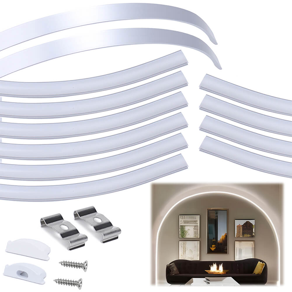 ALISTER 3.3FT Flexible Silver LED Aluminum Channel with Milky White LED Cover Lens U106 WW
