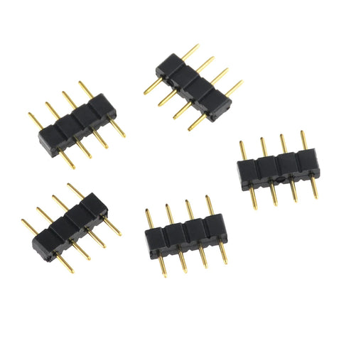10PCS LED Connector Adapter 3Pin 4Pin Needle Male Type Double Connector For RGB 3528 5050 Led Strip Light
