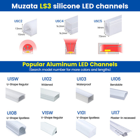 ALISTER 16.5Ft/5M Silicone LED Channel System Flexible Tube USC2