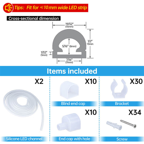 ALISTER 16.5Ft/5M Silicone LED Channel System Flexible Tube USC2