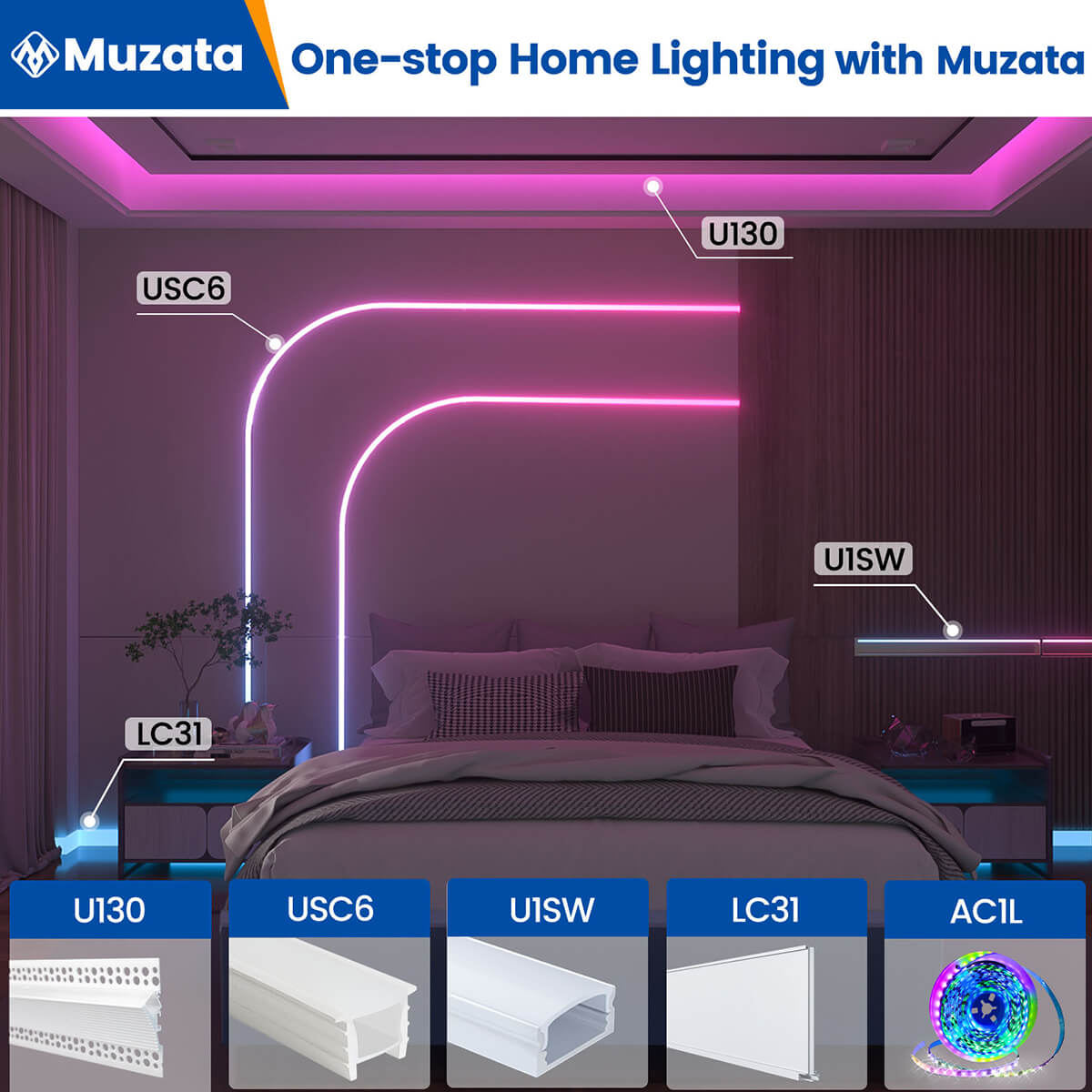 ALISTER 16.5ft/5M Plus-size Spotless Silicone LED Channel System 20x20mm with Flange Recessed Flexible Tube with Milky White Cover (LED Strip Lights No Need to Pass Through LED Channel) USC6 WW