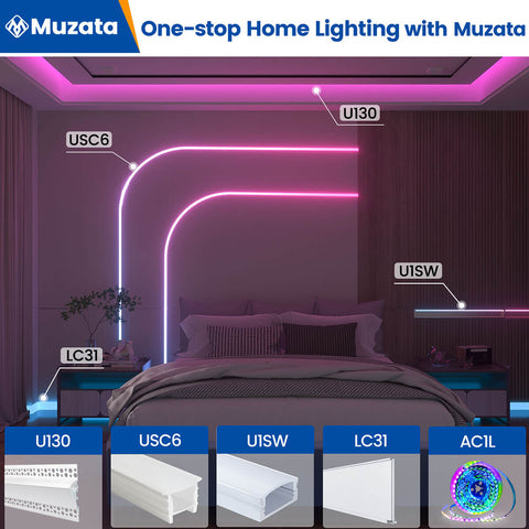 ALISTER 16.5ft/5M Plus-size Spotless Silicone LED Channel System 20x20mm with Flange Recessed Flexible Tube with Milky White Cover (LED Strip Lights No Need to Pass Through LED Channel) USC6 WW