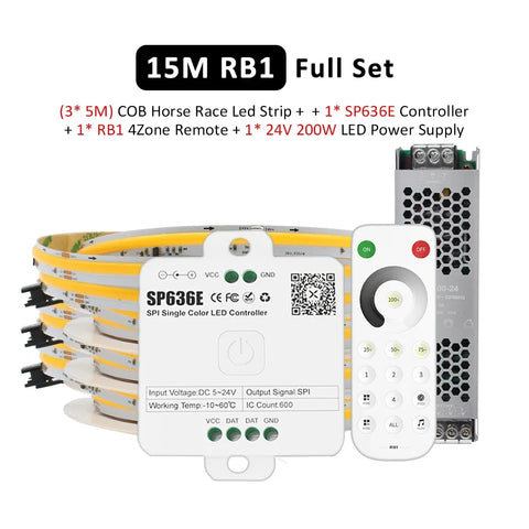 24V Horse Race Running LED Strip Lights COB Stripe 360LEDs/m Flexible Linear Lamp Bluetooth App BanlanX Control Warm Cool White