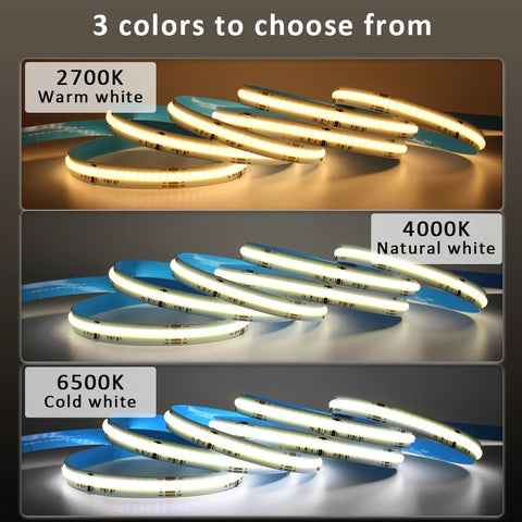 24V Horse Race Running LED Strip Lights COB Stripe 360LEDs/m Flexible Linear Lamp Bluetooth App BanlanX Control Warm Cool White