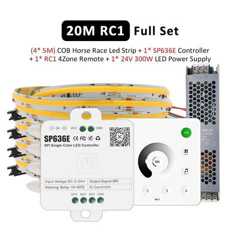 24V Horse Race Running LED Strip Lights COB Stripe 360LEDs/m Flexible Linear Lamp Bluetooth App BanlanX Control Warm Cool White