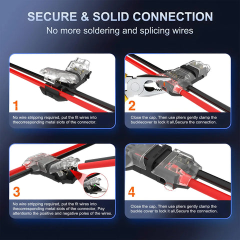 10Pcs/20Pcs Suitable for 14-20 Awg Solderless Wire-Free Quick Line Splicing Connector Branch Wiring Splitter Connector 3-Way 2-Pin Low-Voltage Wire Connector