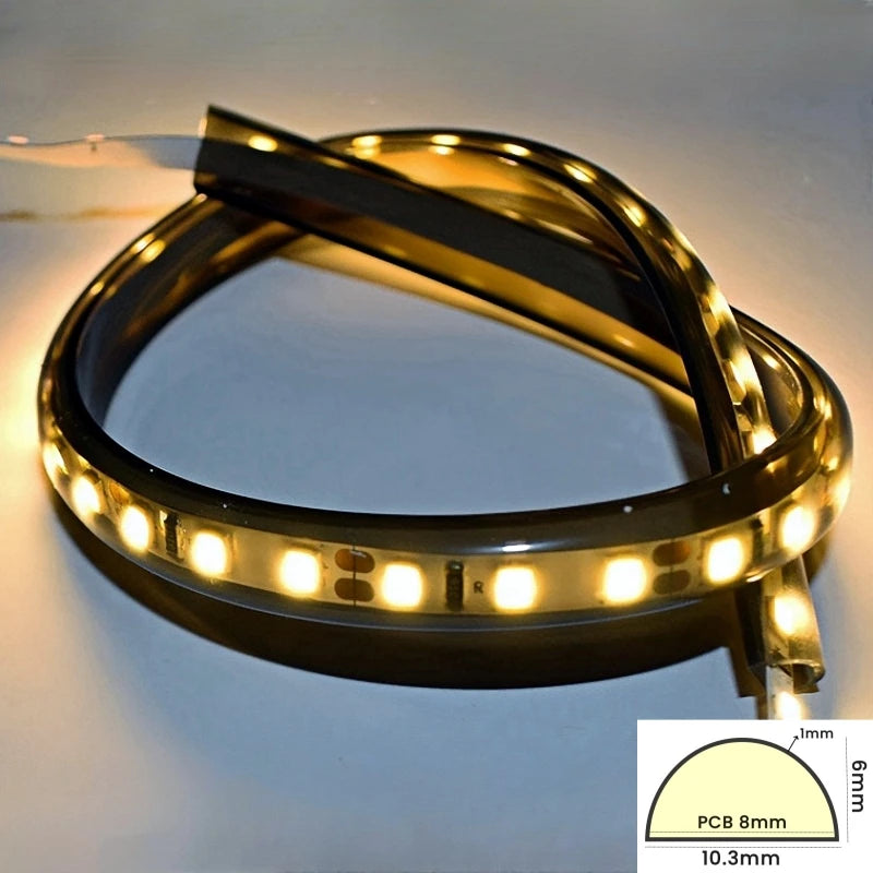 1M-10M D-Shaped Black Silicone Tube DC24V LED Rope Lamp Channel SMD2835 Waterproof Hose Wall Door Decor LED Strip Light Diffuser
