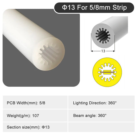 Round Neon Sign Silica Gel Covering Tube Flexible Soft Lamp Rope For 5/6/8/10mm WS2811 WS2812B LED Strip Light IP67 Waterproof