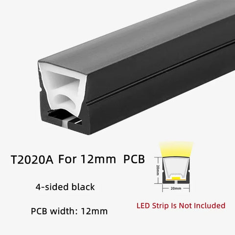 Recessed Black Silicone Tube LED Neon Light Flexible Rope Channel Diffuser WS2811 WS2812B Outdoor Waterproof Ribbon Strip Lights