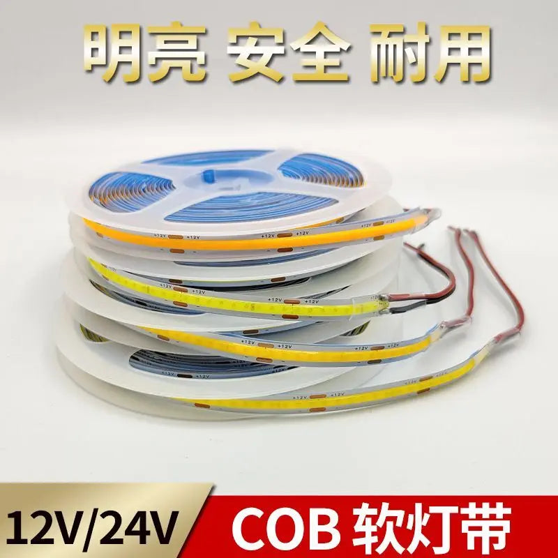 COB LED Strip 528LEDs/m High Density Flexible COB LED Lights DC12V/24V;RA90;3000K/4000K/6000K/red/green/cold blue etc color