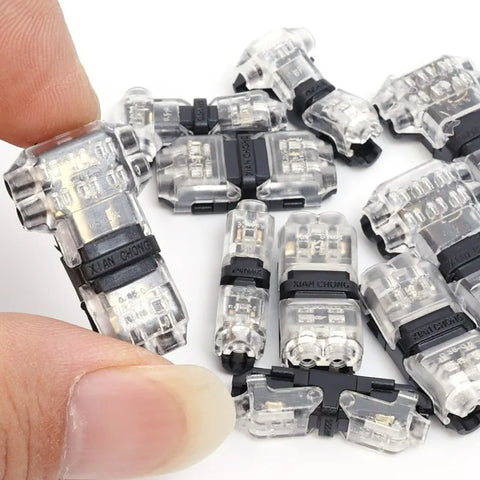 30/1x Wire Connector Terminal Block No Stripping  T-Shape 2 Pin 2 Way Wire Connector for LED Strip Automotive - Copper Contact