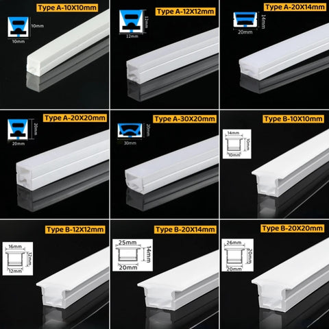 Embedded Flexible Neon Silicone Tube LED Rope Lamp Waterproof Diffuser Channel WS2811 WS2812B Outdoor Linear Ribbon Strip Lights