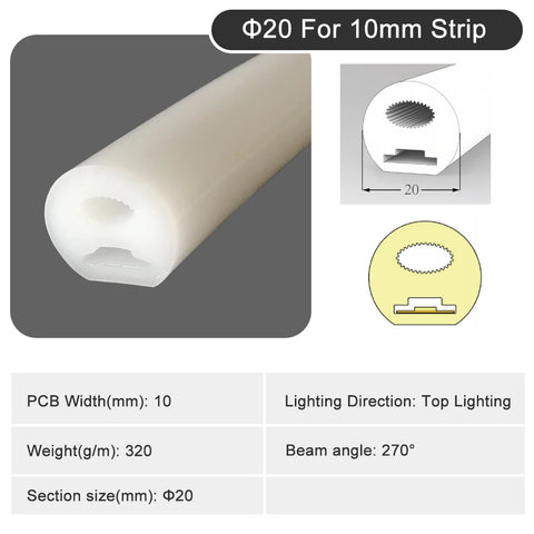 Round Neon Sign Silica Gel Covering Tube Flexible Soft Lamp Rope For 5/6/8/10mm WS2811 WS2812B LED Strip Light IP67 Waterproof