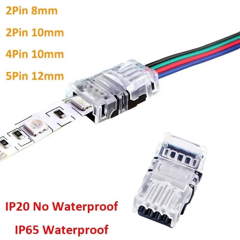 5PCS 2Pin 4Pin 5Pin LED Strip Connector Waterproof LED Connector Terminal For RGB RGBW RGBWW Strip Light Connection 8mm 10mm