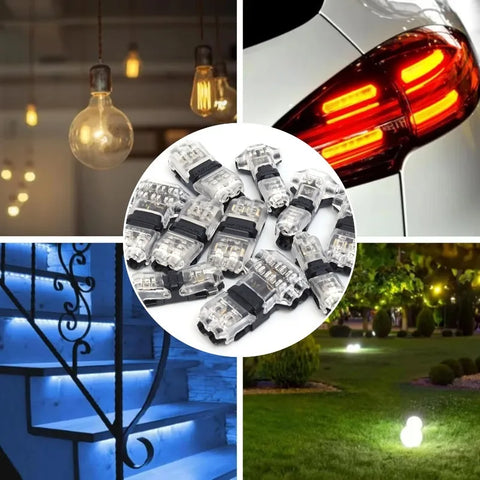 30/1x Wire Connector Terminal Block No Stripping  T-Shape 2 Pin 2 Way Wire Connector for LED Strip Automotive - Copper Contact