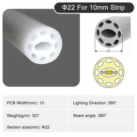 Round Neon Sign Silica Gel Covering Tube Flexible Soft Lamp Rope For 5/6/8/10mm WS2811 WS2812B LED Strip Light IP67 Waterproof