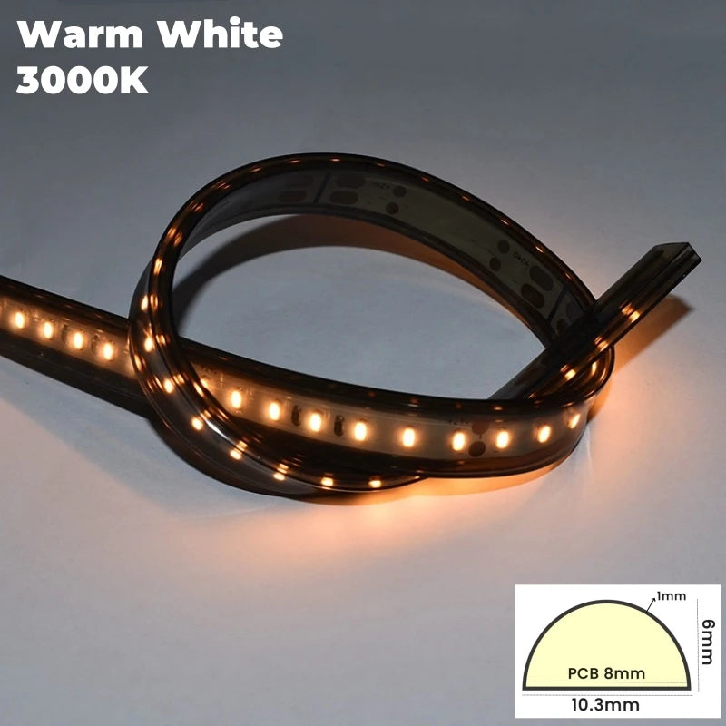 1M-10M D-Shaped Black Silicone Tube DC24V LED Rope Lamp Channel SMD2835 Waterproof Hose Wall Door Decor LED Strip Light Diffuser