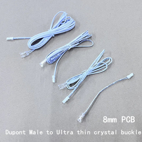 2p Dupont Male To 8mm Ultra thin crystal buckle，LED Strip Connector 2835 SMD.COB Clamp Clips 2pin Extension Wire Terminal 15cm1M