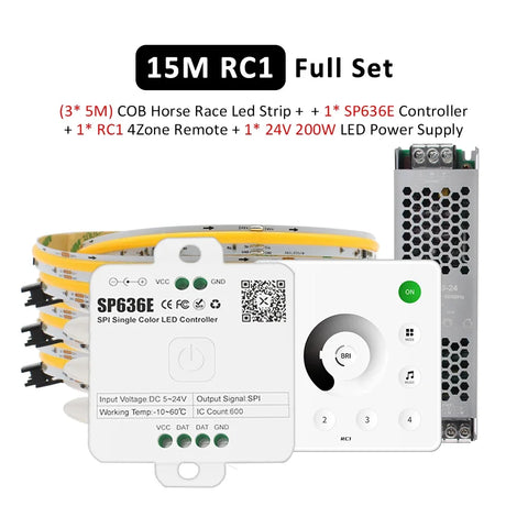 24V Horse Race Running LED Strip Lights COB Stripe 360LEDs/m Flexible Linear Lamp Bluetooth App BanlanX Control Warm Cool White