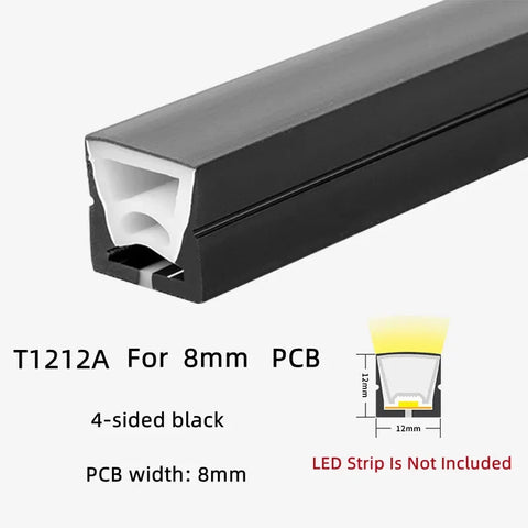 Recessed Black Silicone Tube LED Neon Light Flexible Rope Channel Diffuser WS2811 WS2812B Outdoor Waterproof Ribbon Strip Lights