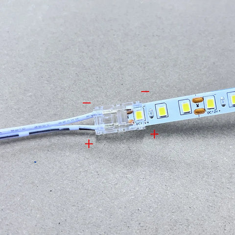 2p Dupont Male To 8mm Ultra thin crystal buckle，LED Strip Connector 2835 SMD.COB Clamp Clips 2pin Extension Wire Terminal 15cm1M
