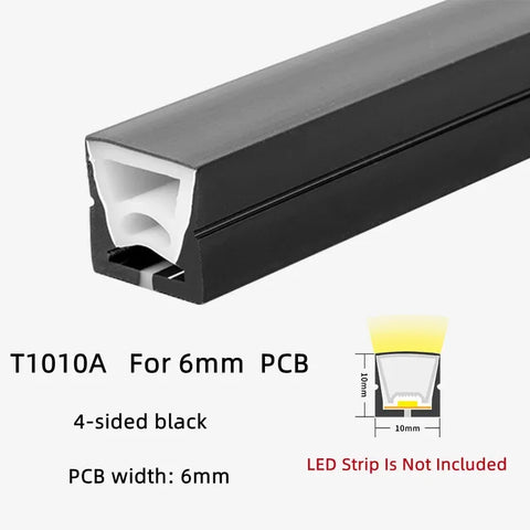 Recessed Black Silicone Tube LED Neon Light Flexible Rope Channel Diffuser WS2811 WS2812B Outdoor Waterproof Ribbon Strip Lights