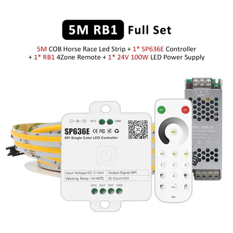 24V Horse Race Running LED Strip Lights COB Stripe 360LEDs/m Flexible Linear Lamp Bluetooth App BanlanX Control Warm Cool White