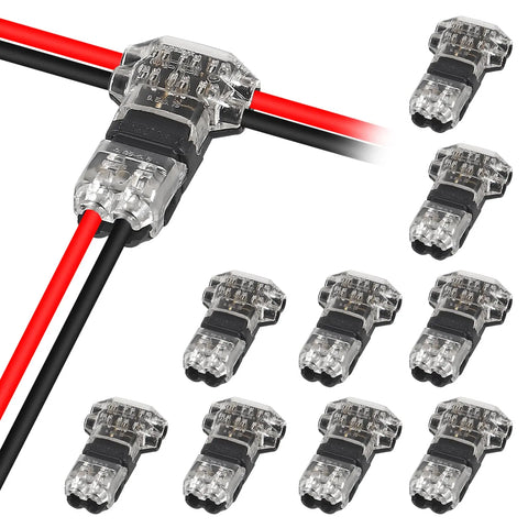 10Pcs/20Pcs Suitable for 14-20 Awg Solderless Wire-Free Quick Line Splicing Connector Branch Wiring Splitter Connector 3-Way 2-Pin Low-Voltage Wire Connector