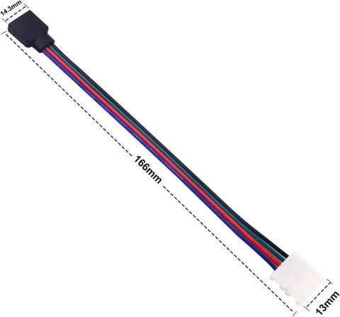 5050 LED RGB Strip Light Connector 4 Pin Conductor 10mm Strip to Controller Jumper Solderless Clip On Pigtail Power Adapter