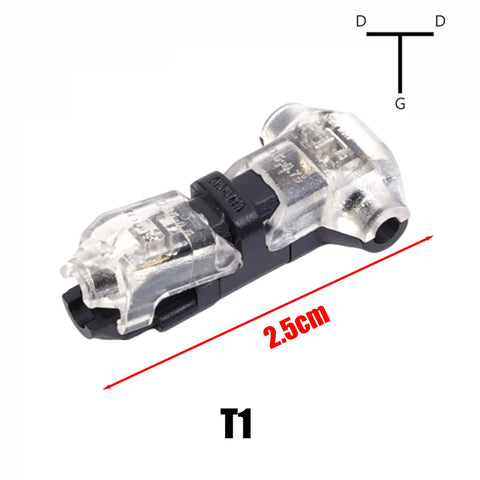 30/1x Wire Connector Terminal Block No Stripping  T-Shape 2 Pin 2 Way Wire Connector for LED Strip Automotive - Copper Contact