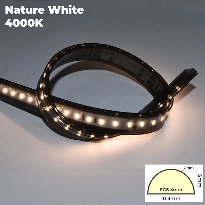 1M-10M D-Shaped Black Silicone Tube DC24V LED Rope Lamp Channel SMD2835 Waterproof Hose Wall Door Decor LED Strip Light Diffuser