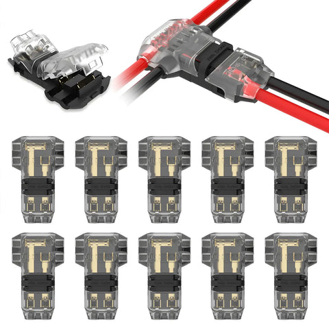 10Pcs/20Pcs Suitable for 14-20 Awg Solderless Wire-Free Quick Line Splicing Connector Branch Wiring Splitter Connector 3-Way 2-Pin Low-Voltage Wire Connector