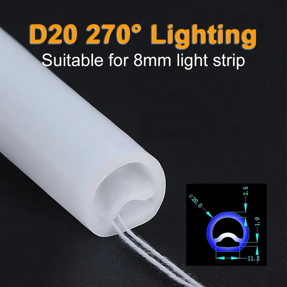 Round Silicone Neon Sign Flexible Silica Gel Tube 270 360 Degree Led Sleeve IP67 Waterproof For WS2811 WS2812 SK6812 Strip Light