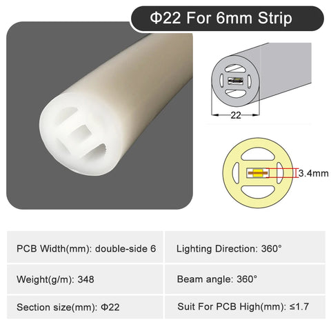 Round Neon Sign Silica Gel Covering Tube Flexible Soft Lamp Rope For 5/6/8/10mm WS2811 WS2812B LED Strip Light IP67 Waterproof