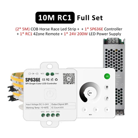 24V Horse Race Running LED Strip Lights COB Stripe 360LEDs/m Flexible Linear Lamp Bluetooth App BanlanX Control Warm Cool White