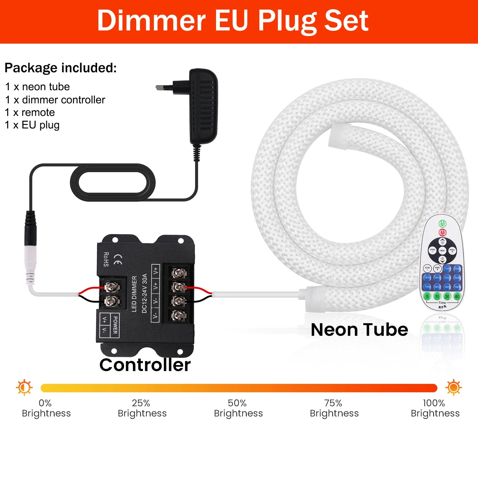 Dimmable LED Neon Tube 360 Degree Round Reticulate Flexible Silicone Tape 240LEDs Waterproof LED Strip Light 12V 24V