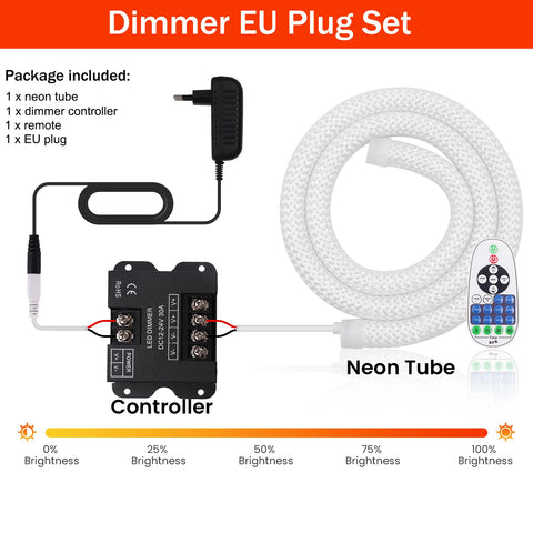 Dimmable LED Neon Tube 360 Degree Round Reticulate Flexible Silicone Tape 240LEDs Waterproof LED Strip Light 12V 24V