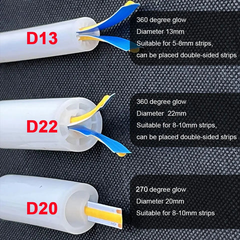 Round Silicone Neon Sign Flexible Silica Gel Tube 270 360 Degree Led Sleeve IP67 Waterproof For WS2811 WS2812 SK6812 Strip Light