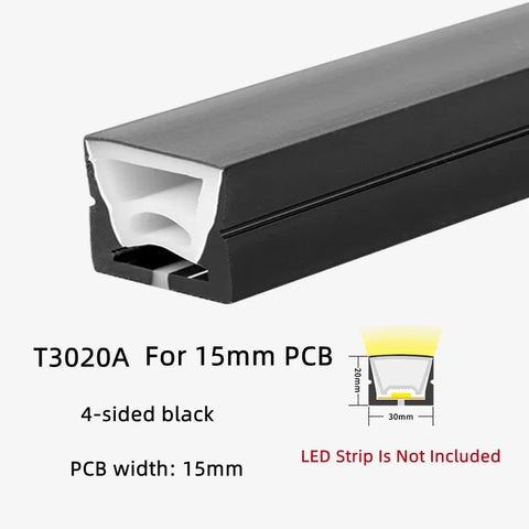 Recessed Black Silicone Tube LED Neon Light Flexible Rope Channel Diffuser WS2811 WS2812B Outdoor Waterproof Ribbon Strip Lights