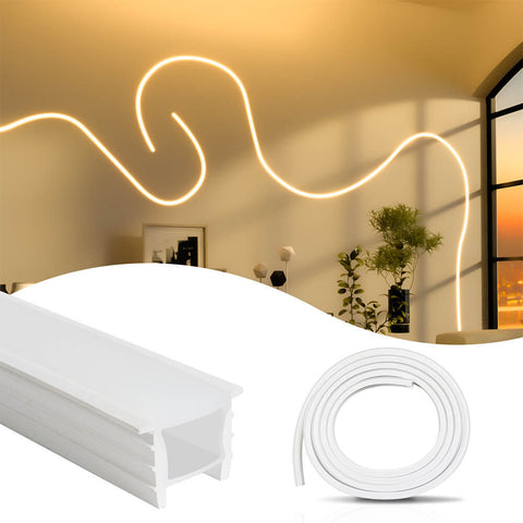 ALISTER 16.5ft/5M Plus-size Spotless Silicone LED Channel System 20x20mm with Flange Recessed Flexible Tube with Milky White Cover (LED Strip Lights No Need to Pass Through LED Channel) USC6 WW