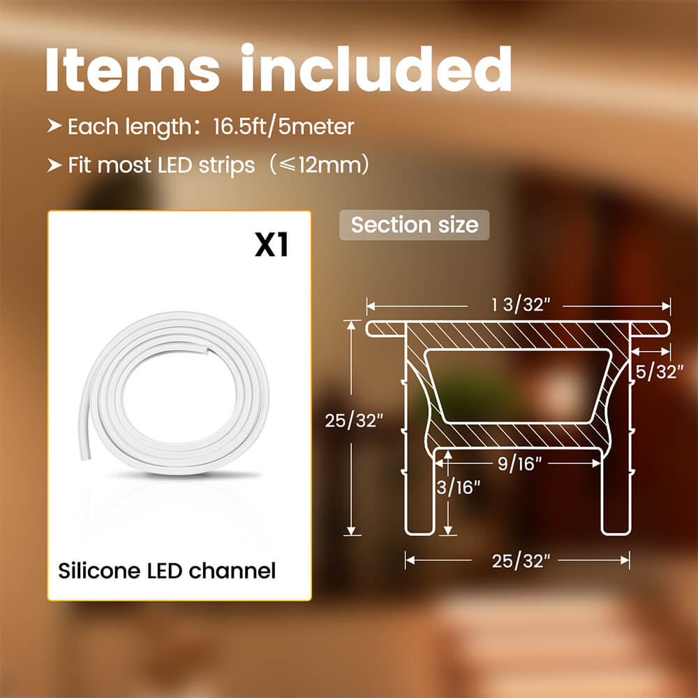 ALISTER 16.5ft/5M Plus-size Spotless Silicone LED Channel System 20x20mm with Flange Recessed Flexible Tube with Milky White Cover (LED Strip Lights No Need to Pass Through LED Channel) USC6 WW