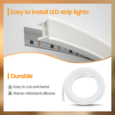 ALISTER 16.5ft/5M Plus-size Spotless Silicone LED Channel System 20x20mm with Flange Recessed Flexible Tube with Milky White Cover (LED Strip Lights No Need to Pass Through LED Channel) USC6 WW
