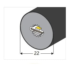 Tuba Silikonowa Okrągła D22 CZARNA dla Taśm LED COB do 8mm