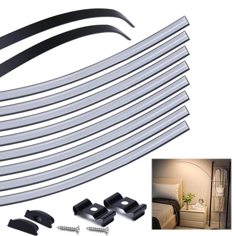 ALISTER 3.3FT/1M Flexible Black LED Channel with Milky White LED  Diffuser Cover Bendable Aluminum Track U106 BW