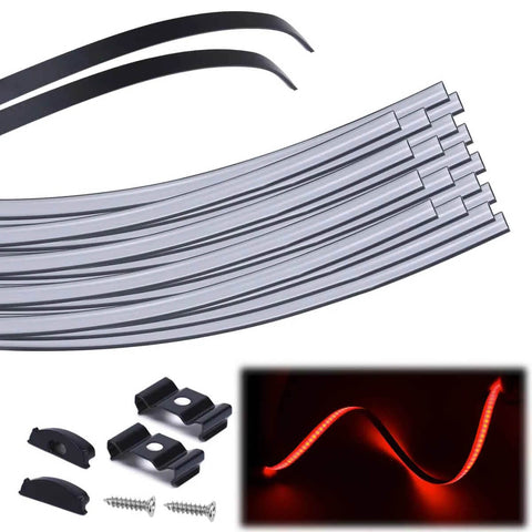 ALISTER 3.3FT/1M Flexible Black LED Channel with Milky White LED  Diffuser Cover Bendable Aluminum Track U106 BW