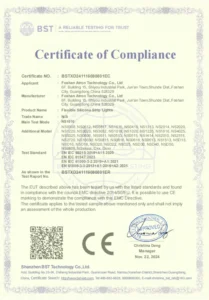 Thumbnail of a product-specific supplier CE EMC document