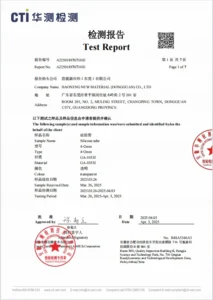 Thumbnail of a supplier silicone material test report