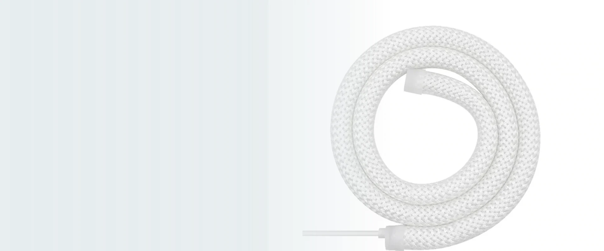 White 16 millimetre round reticulate LED neon flex in a wide product view