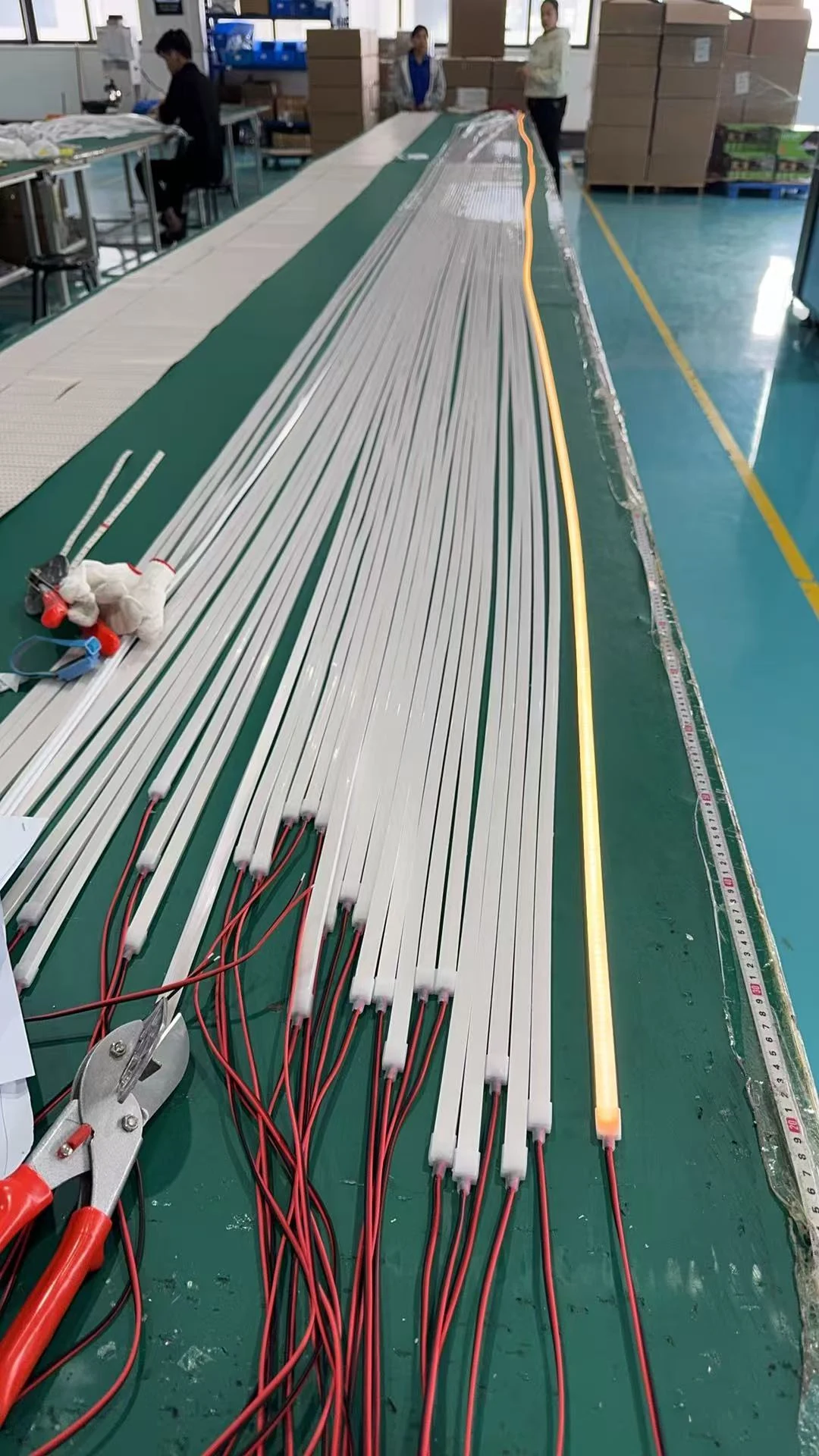 Actual silicone lighting assemblies with cable exits prepared in production